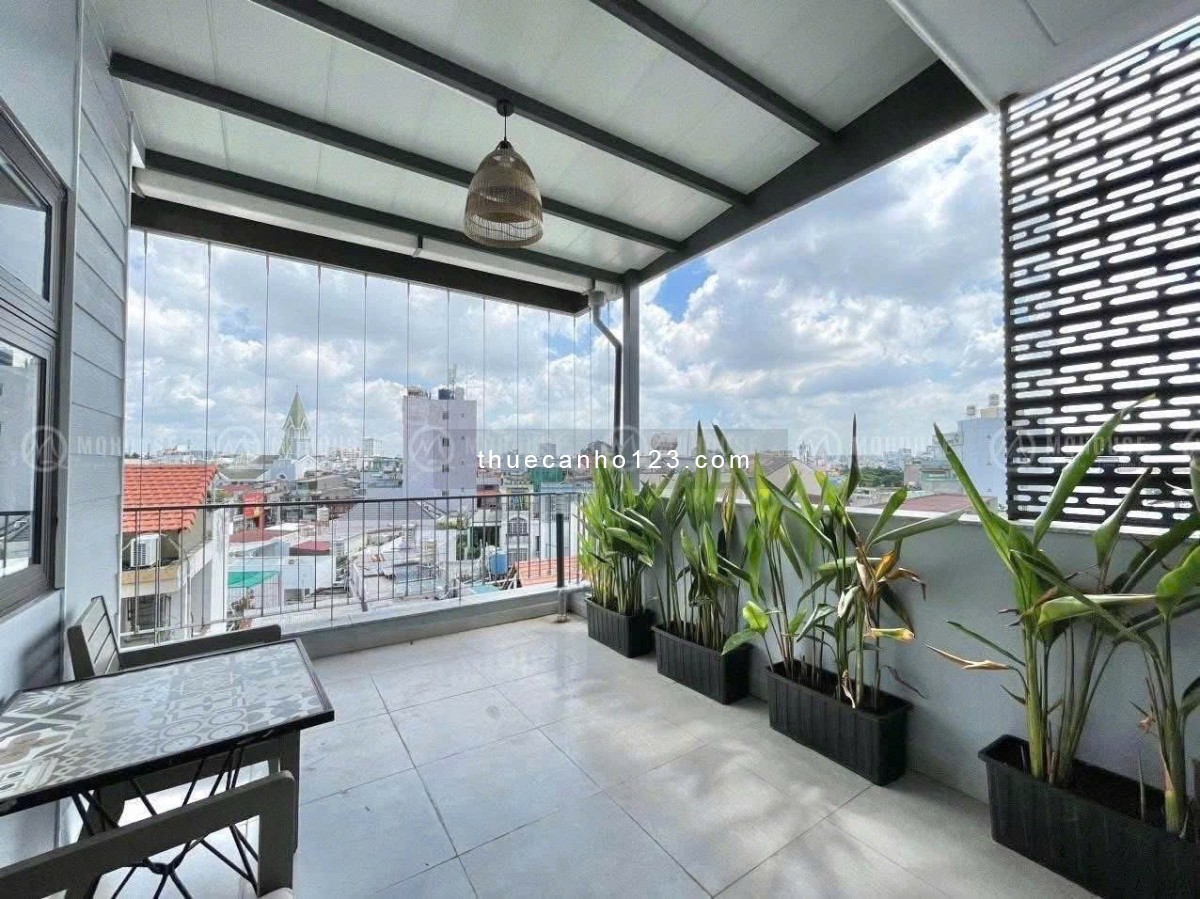 Cho thuê căn hộ 1pn full nội thất tiện nghi, có ban công cửa sổ lớn gần sân bay Tân Sơn Nhất