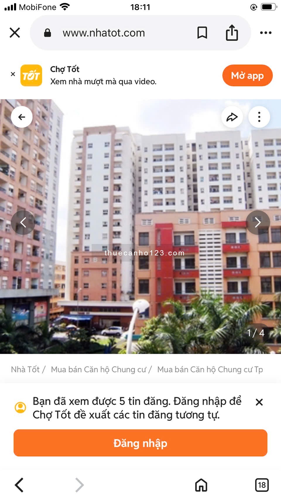 Cho thuê chung cư bàu cát 2, dt 45m2