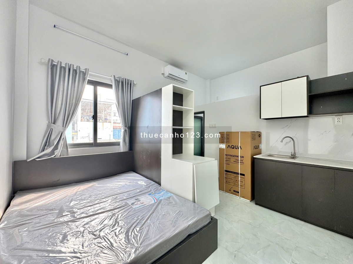 Cho thuê studio ban công thoáng Q8, phòng thoáng, nội thất như hình