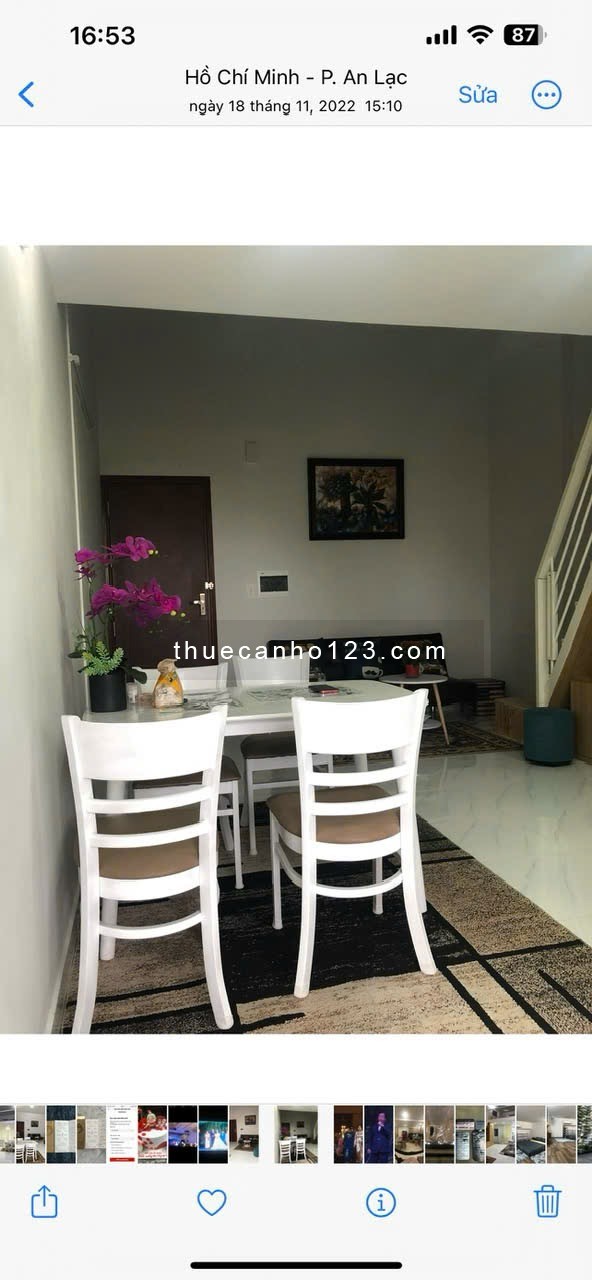 Cho thuê căn hộ Lê thành khu B dạng Officetel – An dương vương Bình Tân DT 30m2