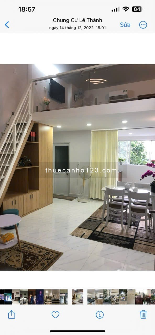 Cho thuê căn hộ Lê thành khu B dạng Officetel – An dương vương Bình Tân DT 30m2