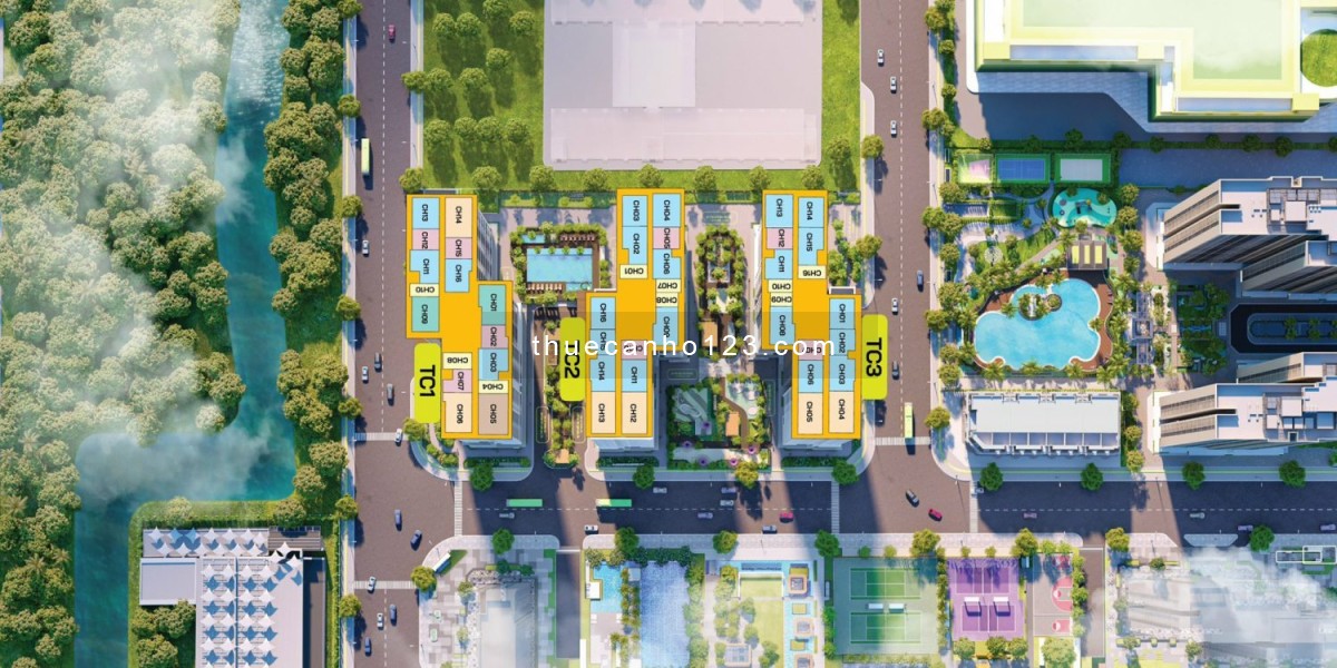 Cho thuê căn hộ 2PN+ 72m2 tóa TC3 Canopy view bể bơi , tầng trung đẹp giá 12.5 tr LH: 0914333842