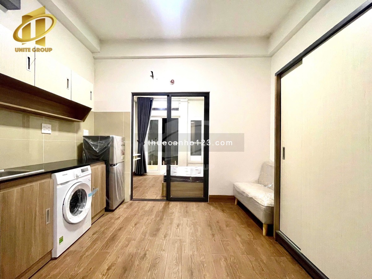Cho thuê căn hộ 1PN ban công, máy giặt riêng Q4 gần ĐH Luật, ĐH Nguyễn Tất Thành, cầu Kênh Tẻ