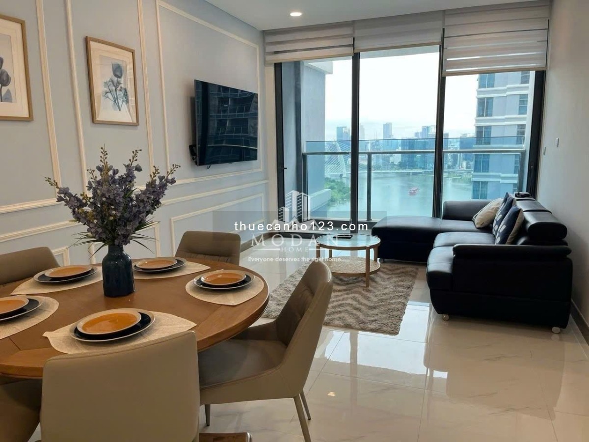 Cho thuê Sunwah Pearl 103m2, 2 phòng ngủ, full nội thất, có bồn tắm, view sông, tầng cao.