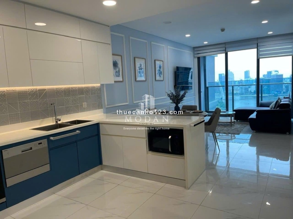 Cho thuê Sunwah Pearl 103m2, 2 phòng ngủ, full nội thất, có bồn tắm, view sông, tầng cao.