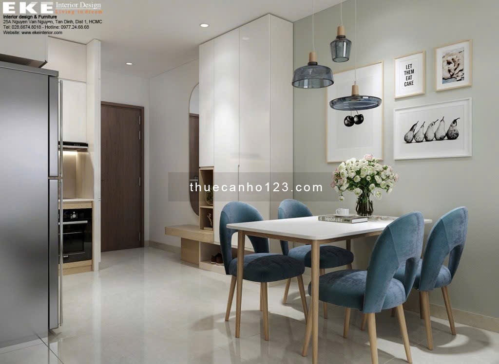 Cho thuê căn hộ cao cấp 2 phòng ngủ, nội thất hiện đại cao cấp