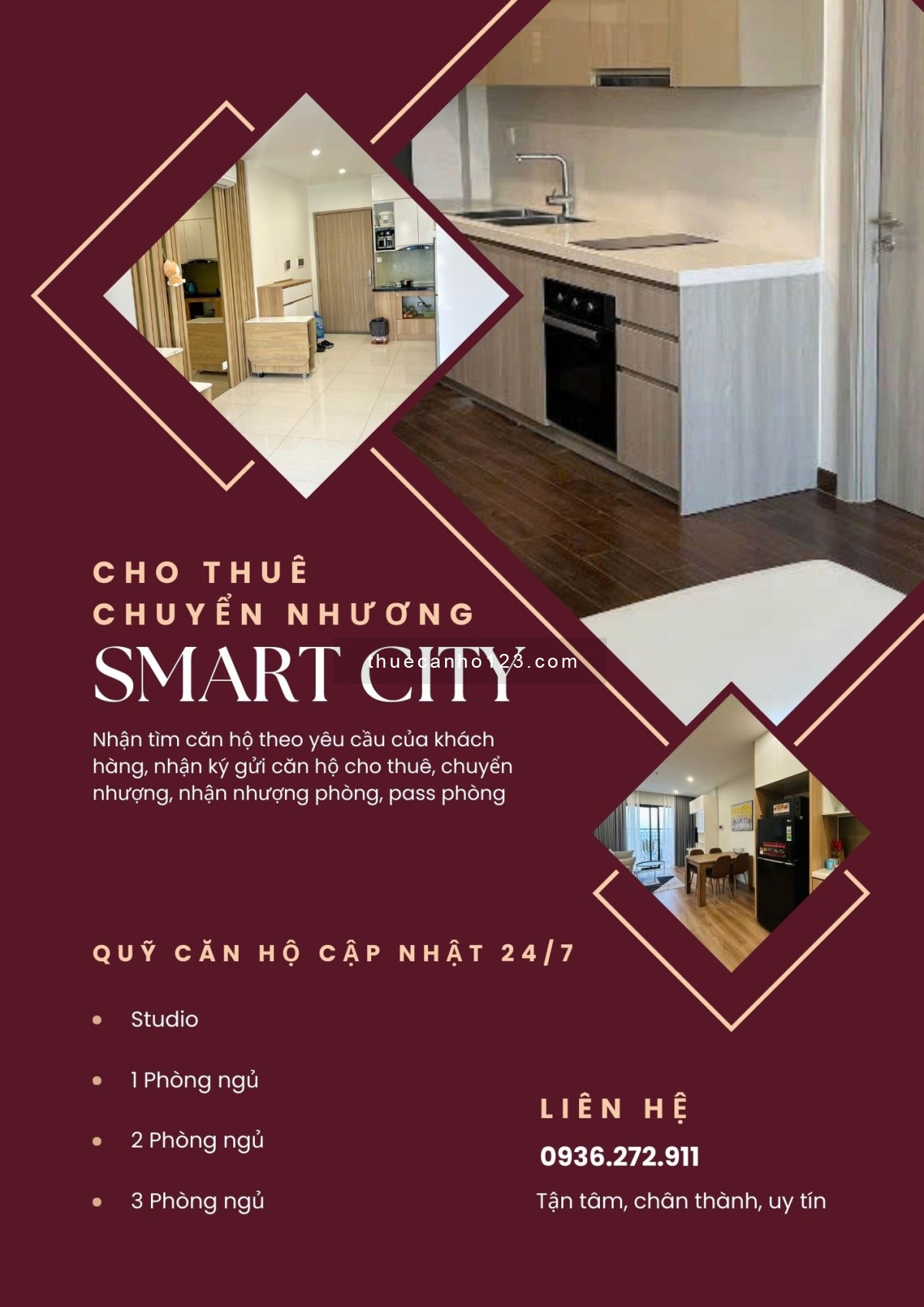 QUỸ CĂN CHÍNH CHỦ GỬI THUÊ - LIÊN TỤC CẬP NHẬT - GIÁ TỐT NHÂT THỊ TRƯỜNG CHỈ TỪ 6 TRIỆU 0936272911