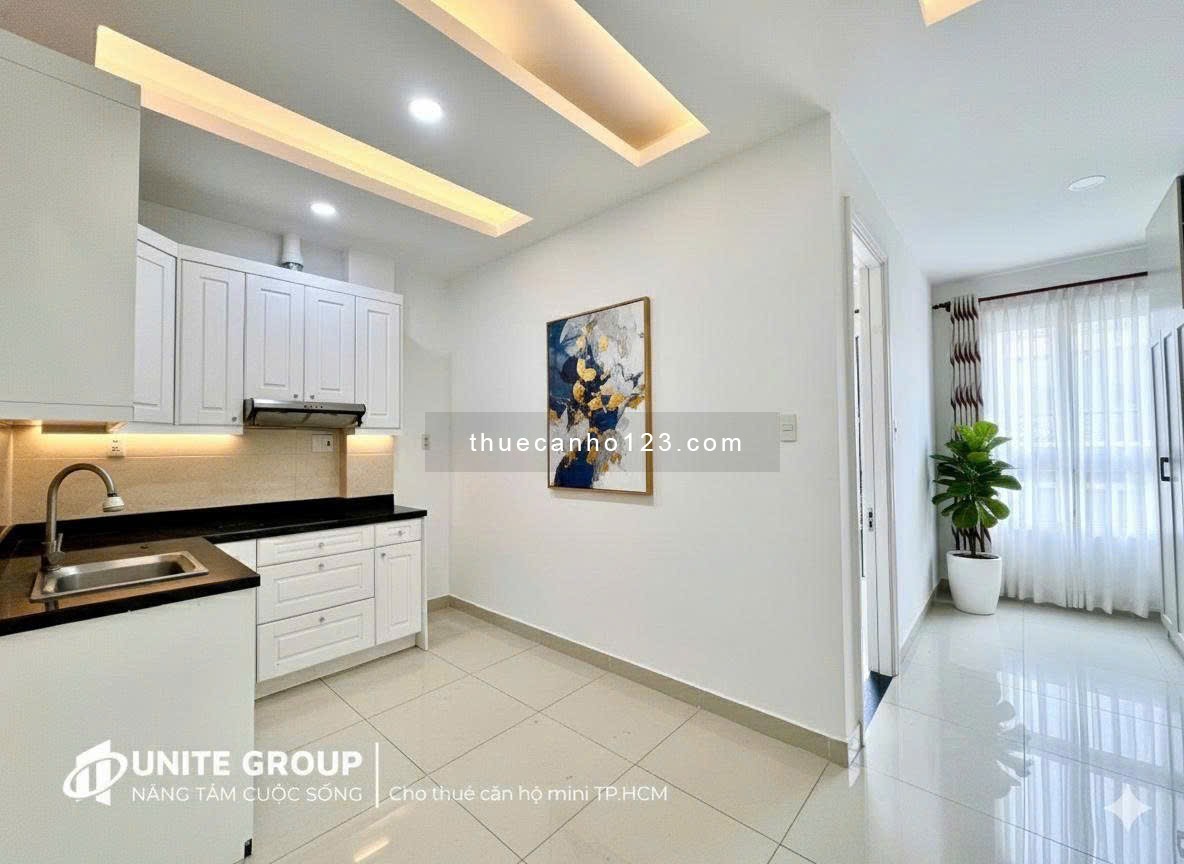 Cho thuê căn hộ 1 phòng ngủ, 3 không gian, đi bộ qua nhà ga T3, full nội thất mới, ban công Tân Bình