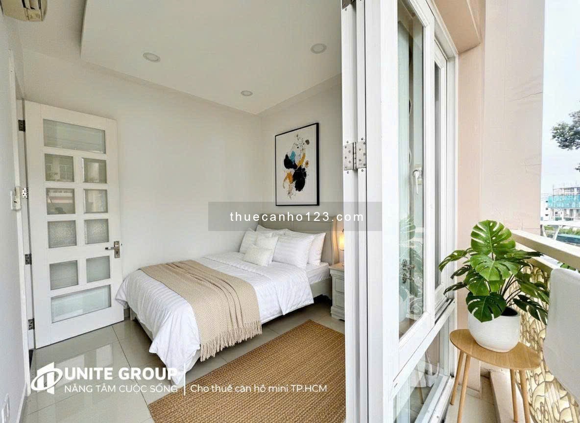 Cho thuê căn hộ 1 phòng ngủ, 3 không gian, đi bộ qua nhà ga T3, full nội thất mới, ban công Tân Bình