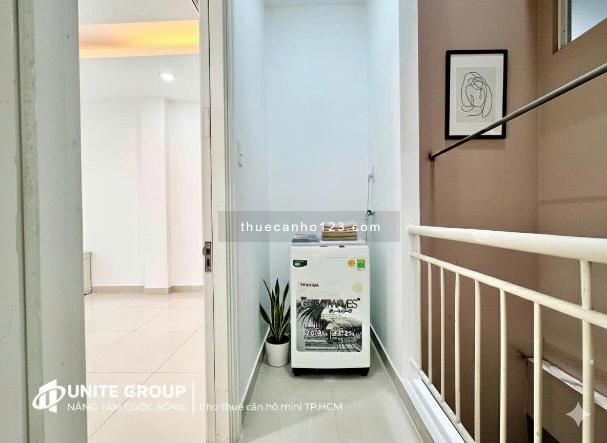 Cho thuê căn hộ 1 phòng ngủ, 3 không gian, đi bộ qua nhà ga T3, full nội thất mới, ban công Tân Bình