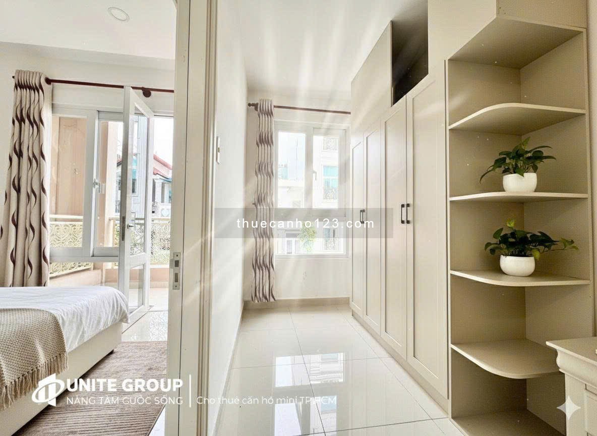 Cho thuê căn hộ 1 phòng ngủ, 3 không gian, đi bộ qua nhà ga T3, full nội thất mới, ban công Tân Bình