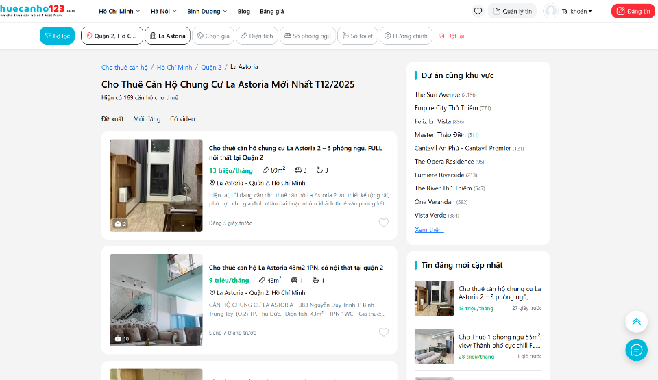 Tìm thuê căn hộ chung cư La Astoria tại Thuecanho123.com