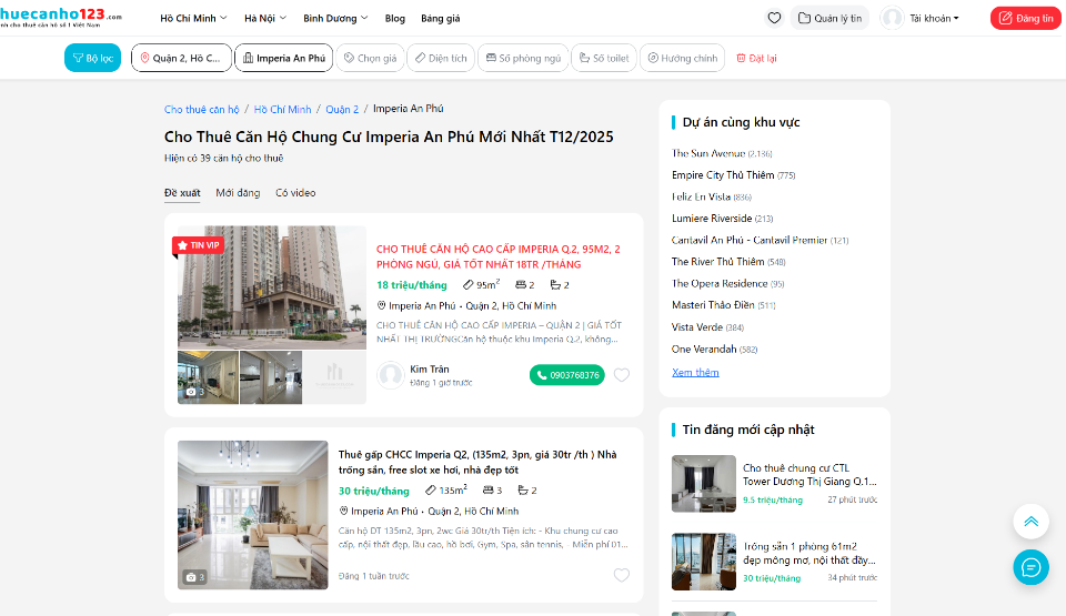 Tìm thuê căn hộ chung cư Imperia An Phú tại Thuecanho123.com