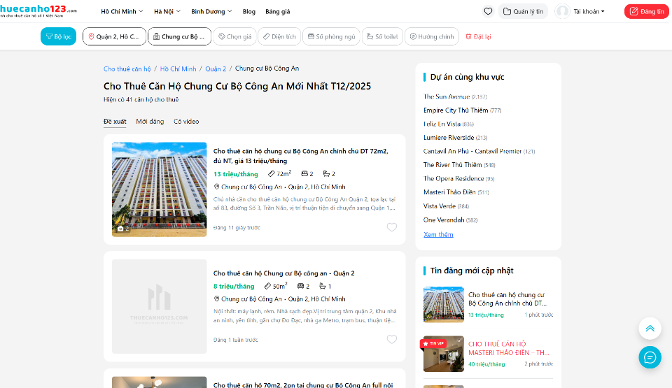 Tìm thuê căn hộ chung cư Bộ Công An hiệu quả tại Thuecanho123.com