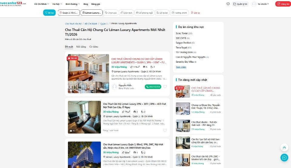 Thuê căn hộ chung cư Léman Luxury Apartments tại Thuecanho123.com