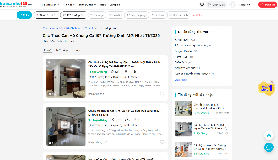 Thuê căn hộ chung cư 107 Trương Định tại Thuecanho123.com