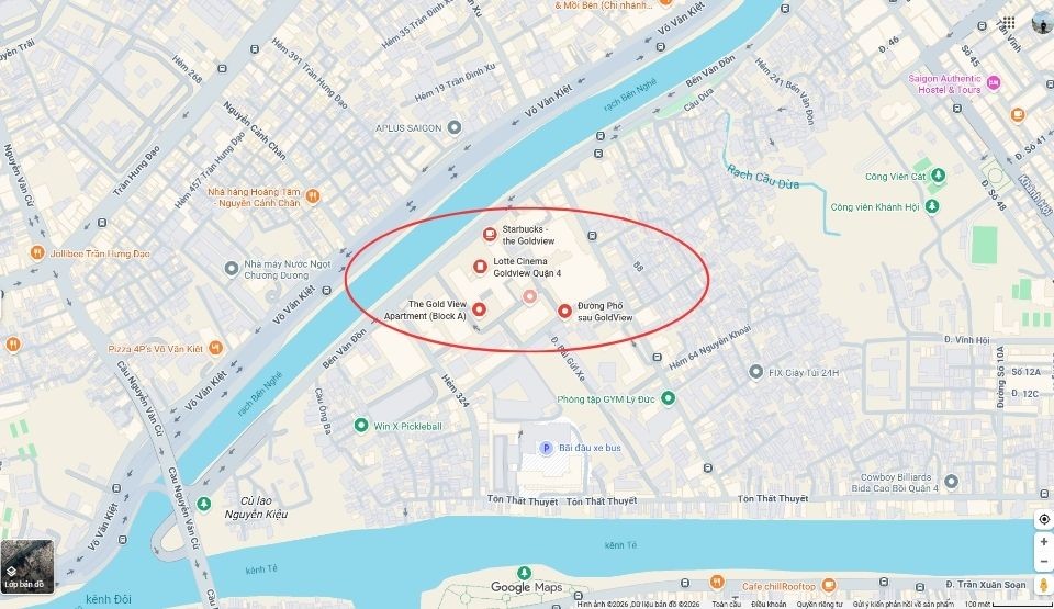 Vị trí dự án The Gold View Quận 4