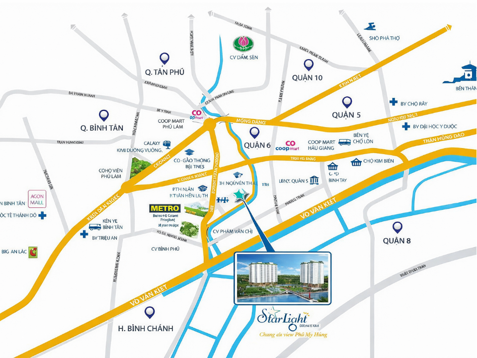Vị trí dự án Starlight Riverside Quận 6