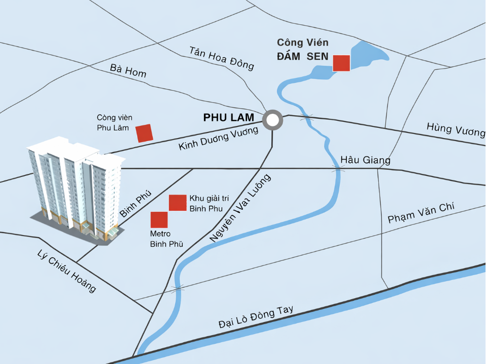 Vị trí dự án Blue Sapphire Bình Phú Quận 6