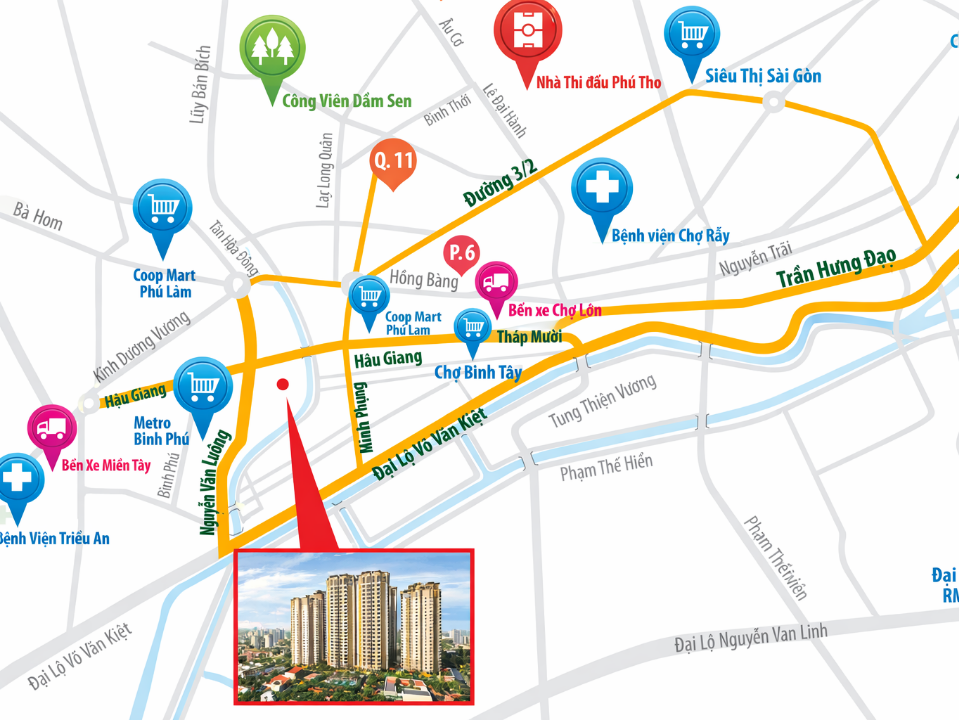 Vị trí dự án Him Lam Chợ Lớn Quận 6