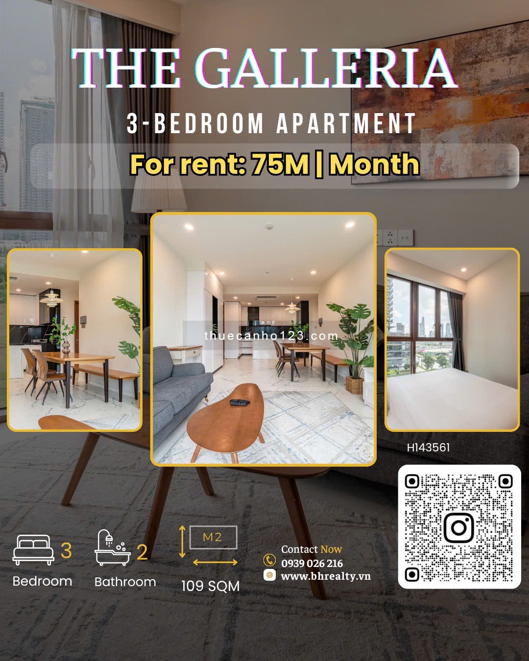 THE GALLERIA : CHO THUÊ CĂN HỘ 3PN - FULL NT - VIEW TRỰC DIỆN SÔNG - Ảnh 1