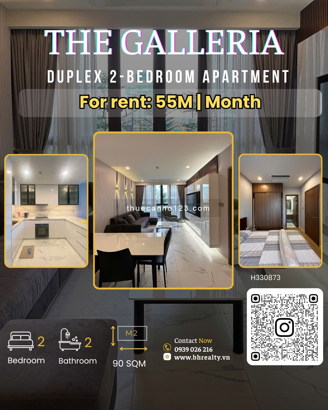 THE GALLERIA : CHO THUÊ CĂN HỘ 2PN - FULL NT - LAYOUT RỘNG - Ảnh 1