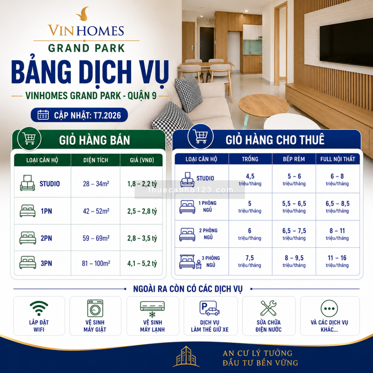 Cập nhật giỏ hàng thuê Vinhomes Grand Park T7/2026 - Căn đẹp, hướng mát, giá chỉ từ 4,5 triệu - Ảnh 1
