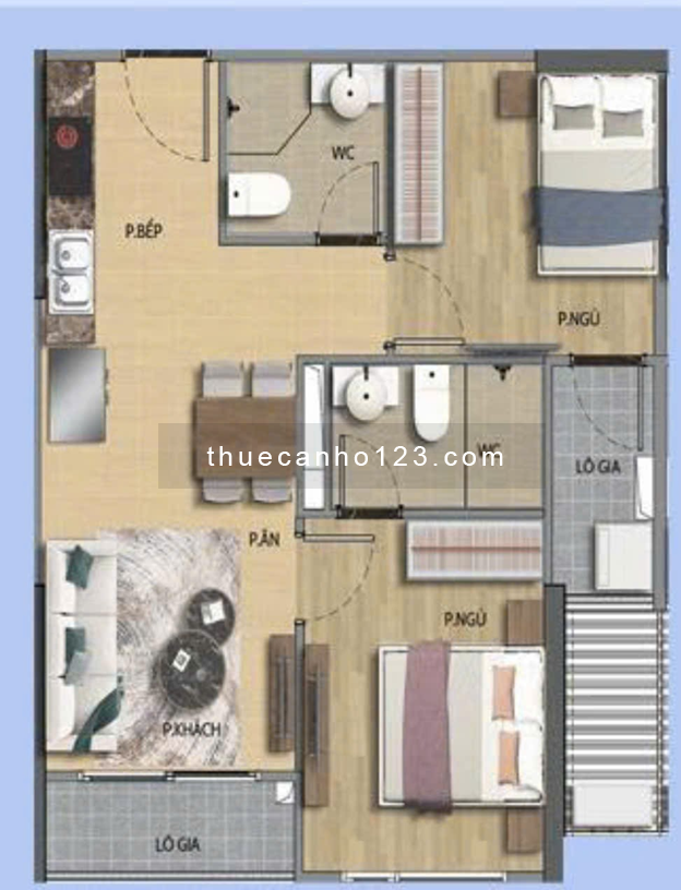 Cho Thuê căn hộ Vinhomes Grand Park Quận 9 - 59m2 - 2PN-2WC - Ảnh 1