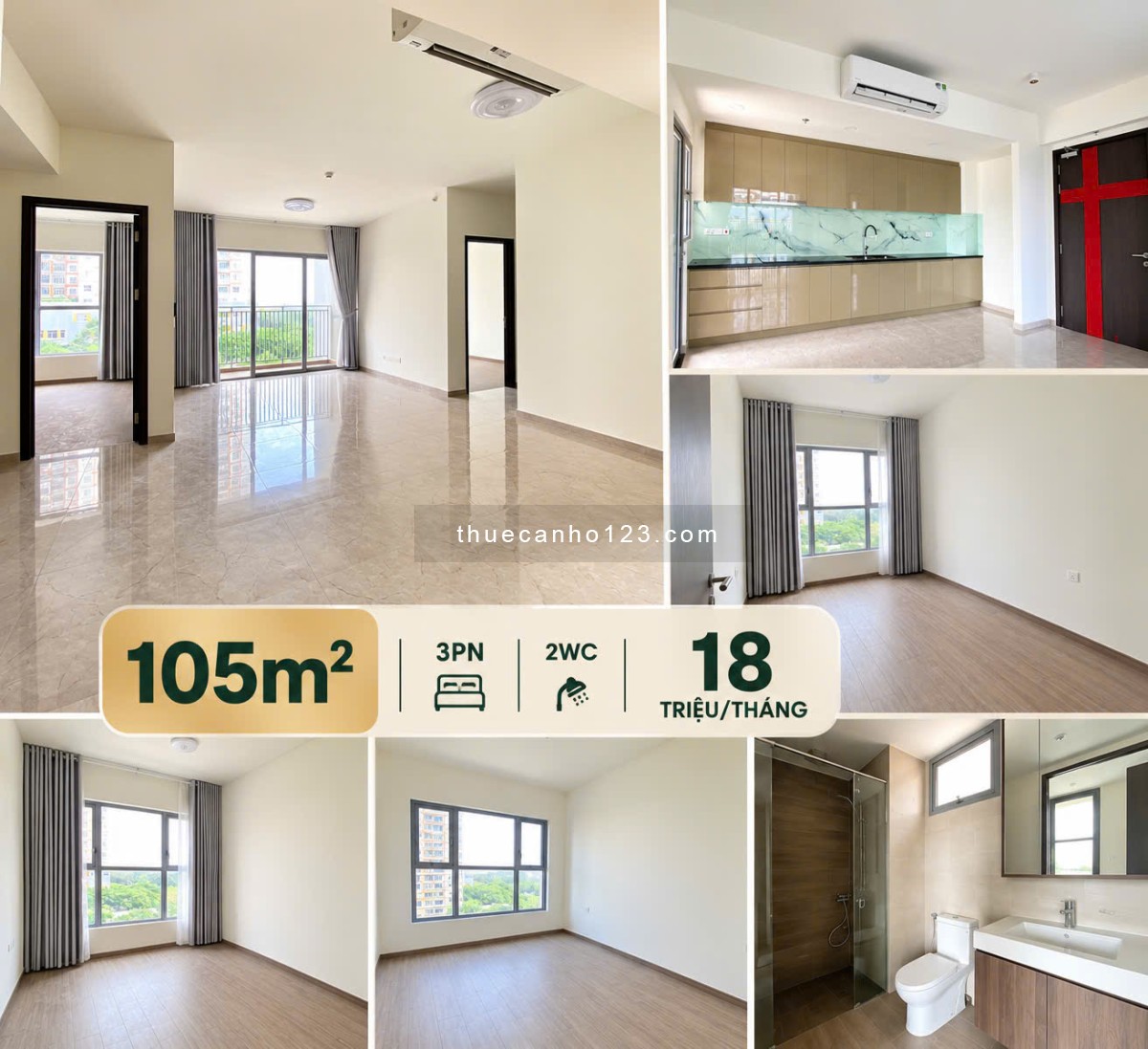 Cho thuê căn hộ Celesta Rise 3PN DT 105m², HTCB, Bếp, Rèm, Máy lạnh, chỉ 18 triệu/tháng - Ảnh 1